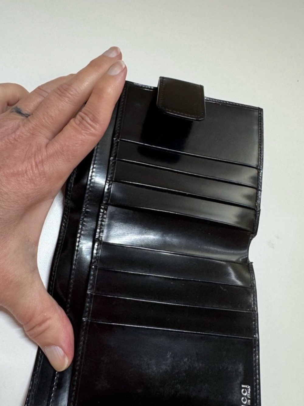 Gucci Black Patent Leather Wallet Interlocking GG w/COA - Picture 12 of 16